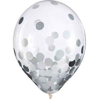  Latex Balloons with Silver Foil Confetti 12 inch 6ct 