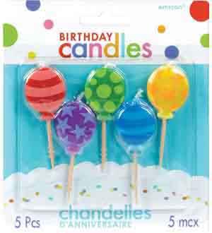 Bday Tooth Candle - Balloons 5ct