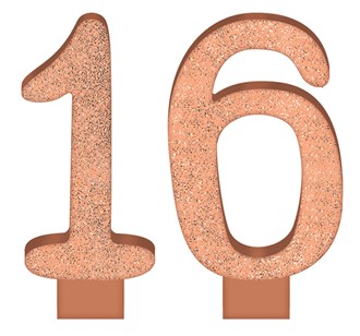 Blush Sweet Sixteen Glitter Numeral Candle 2ct