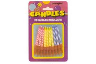Birthday Candles in Holders, 20ct