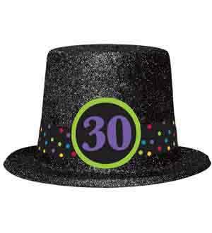 30th Birthday Glitter Top Hat