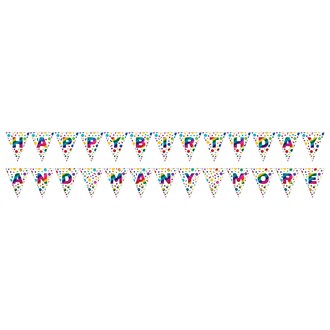 2-Sided Pennant Banner Rainbow Foil Birthday 1Ct