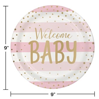 Baby Pink Gold Celebration 9in Plate 8ct