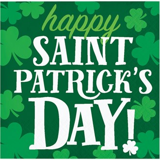 Irish Clover Beverage Napkin Happy St Patricks Day 16ct