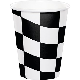 Black & White Check paper Cups 9 oz 8ct
