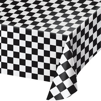 Black Check Plastic Tablecover 54 inch x 108 inch 1ct