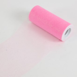 6in Glitter Tulle 25yd/Roll - Pink