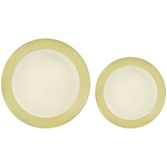 Border Plastic Plate Multipack Round Plates Vanilla Cream 10.25 inch 7.5 inch 20ct 