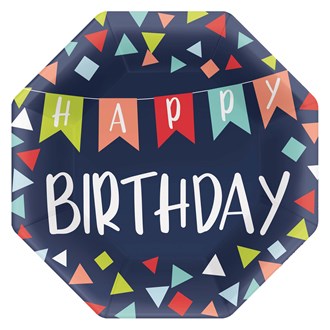 A Reason to Celebrate Happy Birthday Octagon Plate 7 inch 8ct