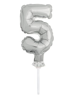 5in Silver Foil Balloon Cake Topper Number 5