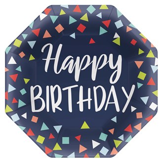 A Reason to Celebrate Happy Birthday Octagon Plate 10 inch 8ct