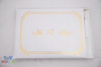 8x6in in Mis quince Guest Book W/Pen Set - White
