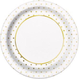 Elegant Gold Dots Large Plate 8ct