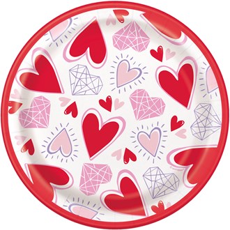 8 Sparkling Hearts 7in Plates
