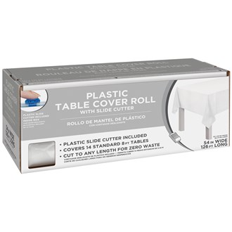Boxed Plastic Tablecover Roll Frosty White 54 inch x 126 feet 1ct