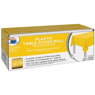 Boxed Plastic Tablecover Roll Yellow 54 inch x 126 feet 1ct