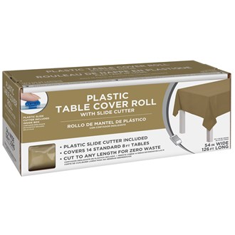 Boxed Plastic Tablecover Roll Gold 54 inch x 126 feet 1ct