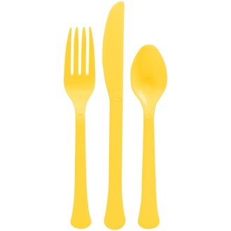 Assorted Heavy Weight Cutlery Yellow 80ct 