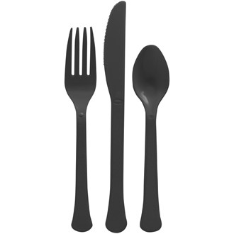 Assorted Heavy Weight Cutlery Jet Black 80ct 