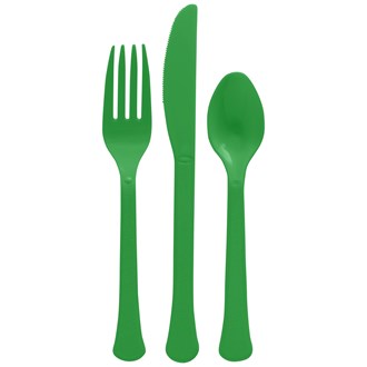 Assorted Heavy Weight Cutlery Festive Green 200ct