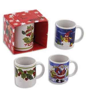 Mug Santa-Holly-Snowman Ast 11oz