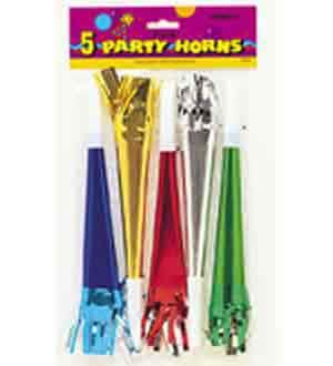 Foil Party Horns 5ct