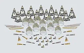 New Years Eve 25 Person Midnight Countdown Kit Black Silver Gold