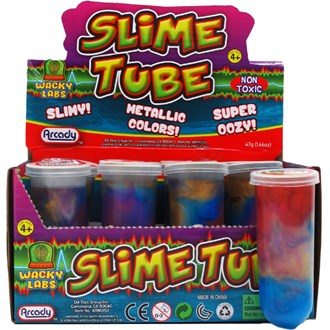 3.5in Metallic Color Slime Tube in 12Pc