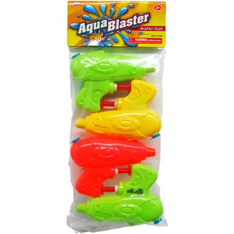 4Pc 3.75in Water Toy Gun In Poly Bag W/ Header