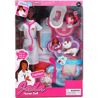 11.5in Nurse Ethnic Jada Doll W/ Pet & Accss In Window Box