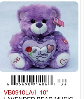 10in Lavender Bear I Love You