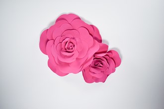 12in and 16in Decorative Wall Flowers-2pc/Set - Hot Pink