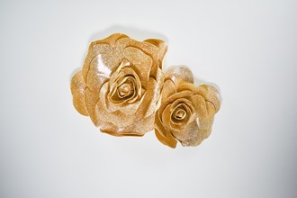 12in and 16in Decorative Metallic Wall Flowers-2pc/Set - Champagne