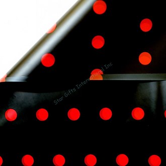 Black with Red Dots Korean Floral Wrapping Paper 20ct